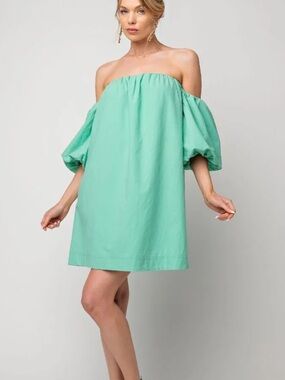 NWT easel Off-Shoulder Puff Sleeve Midi Dress